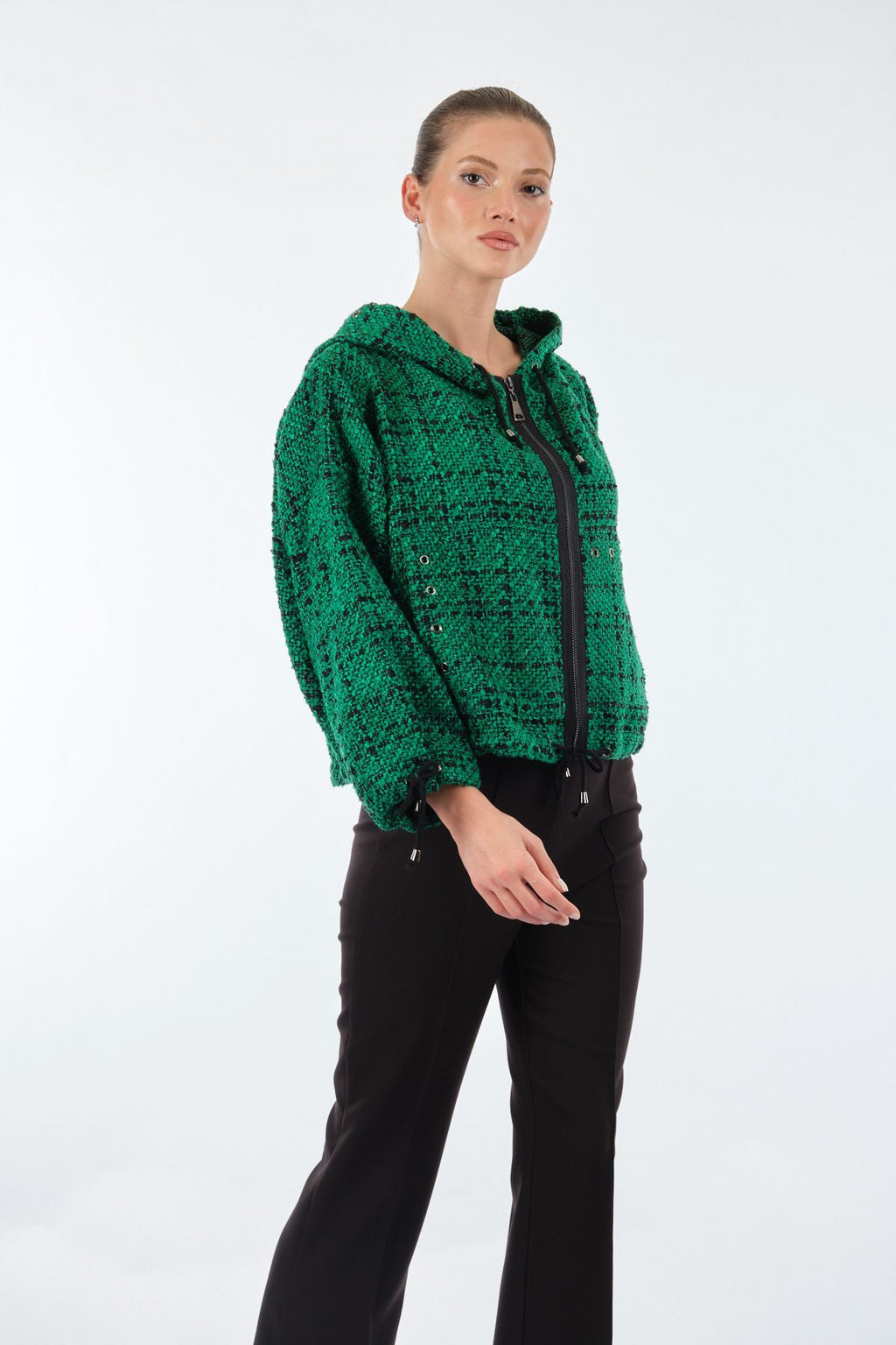Unique Mode Oversize Kapüşonlu Crop Kadın Mont - Günlük Kullanım