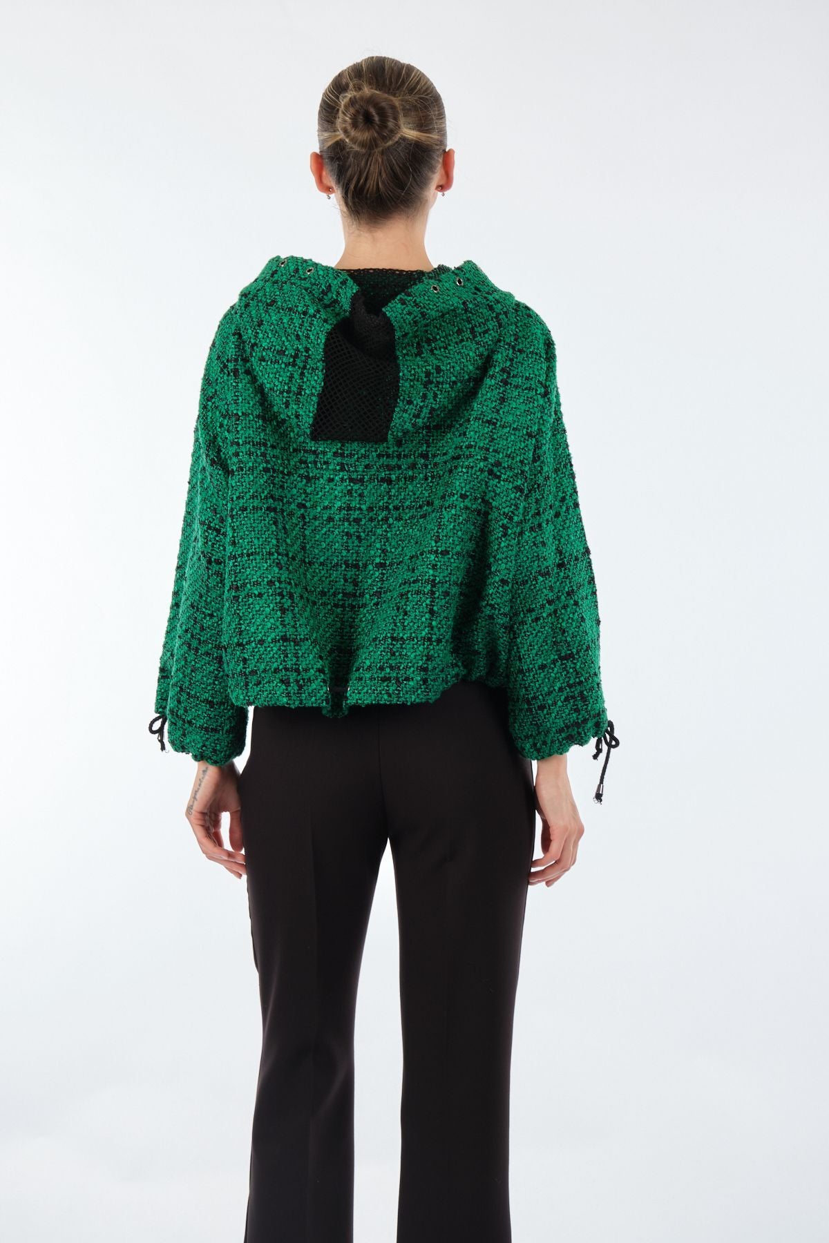 Unique Mode Oversize Kapüşonlu Crop Kadın Mont - Günlük Kullanım