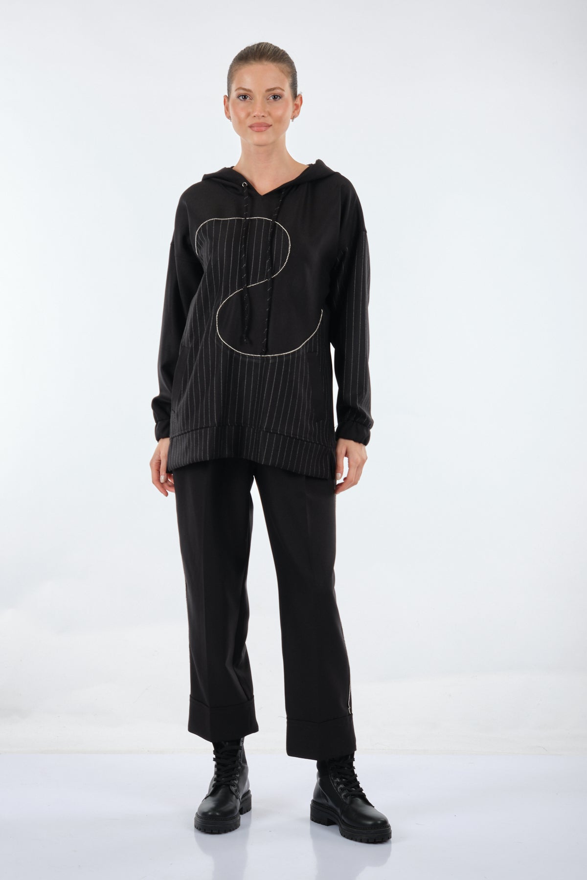 Unique Mode Oversize Kapüşonlu Midi Sweatshirt - Günlük Şıklık