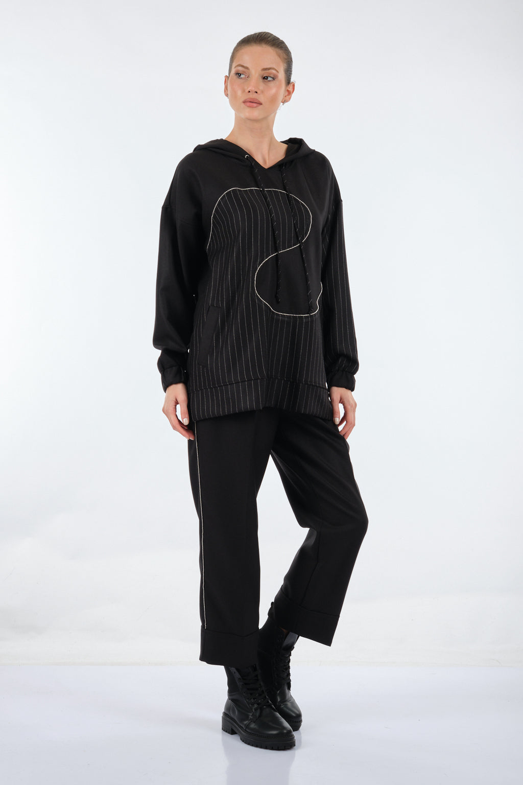 Unique Mode Oversize Kapüşonlu Midi Sweatshirt - Günlük Şıklık
