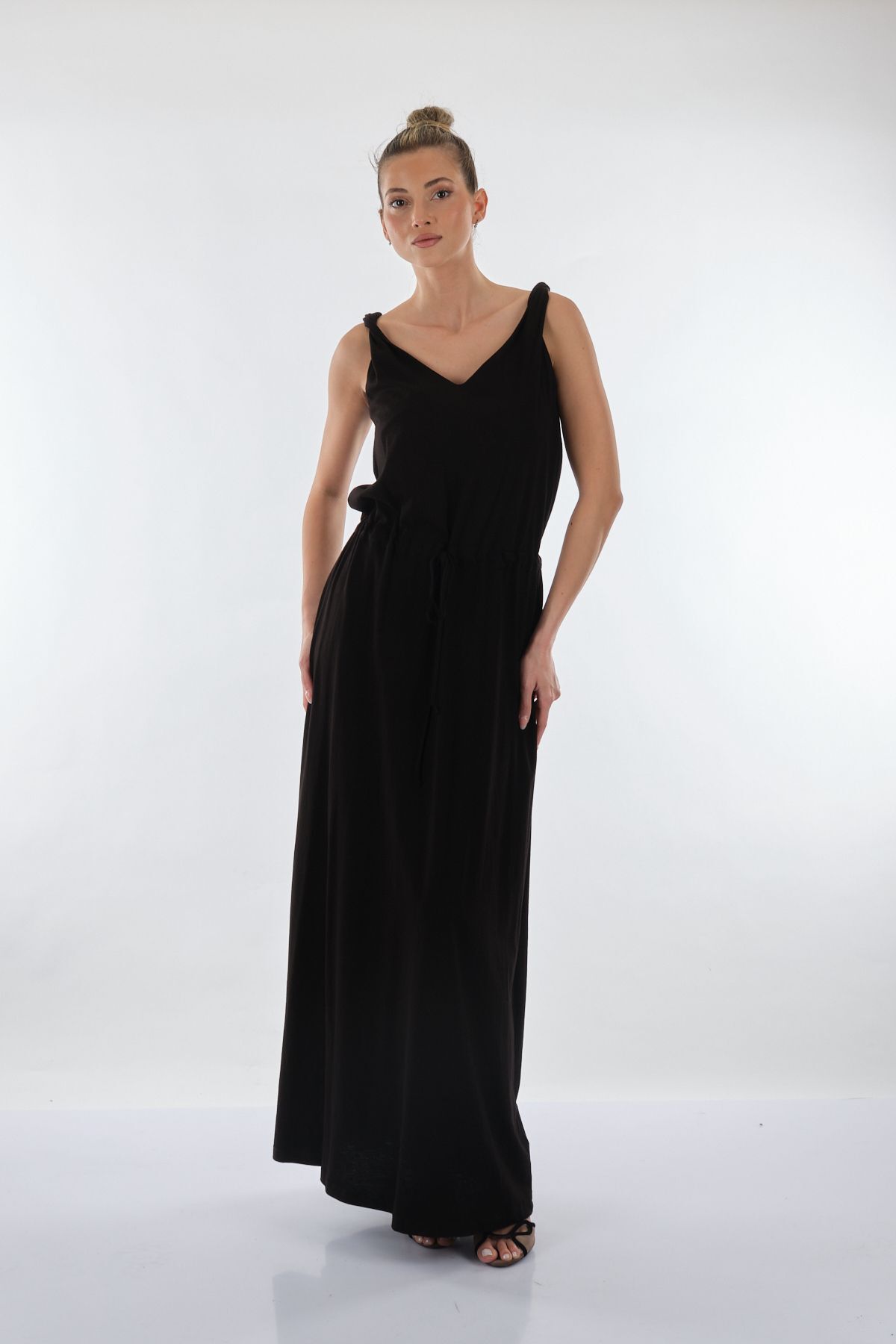 Unique Mode V Yaka Oversize Maxi Elbise - Minimalist Stil Main image
