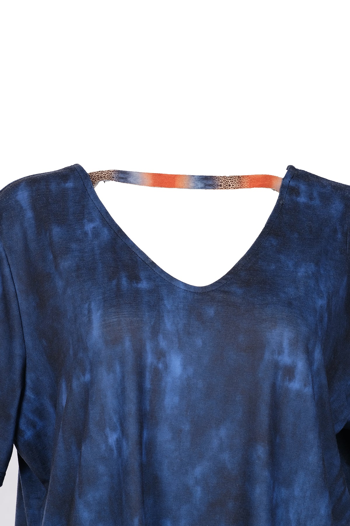 Vedi-bb Oversize V Yaka Kısa Kol Batik Desenli Kadın Bluz - Günlük Şıklık Secondary image