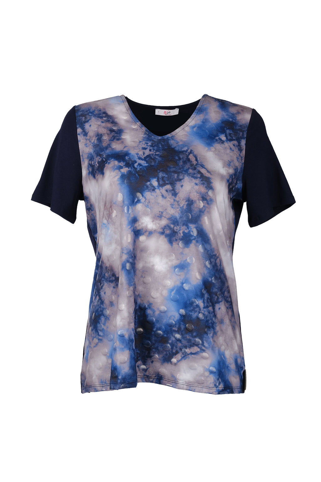 Vedi-bb Oversize V Yaka Minimalist Kadın Bluz - Kısa Kol