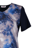 Vedi-bb Oversize V Yaka Minimalist Kadın Bluz - Kısa Kol