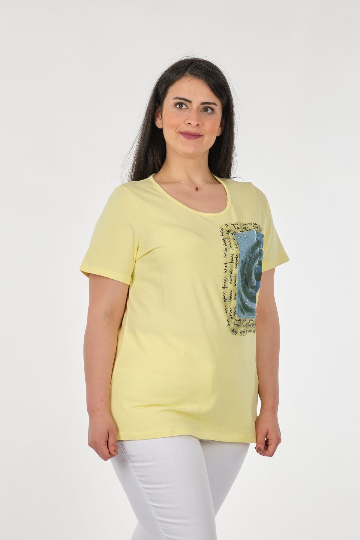 Vedi-bb Oversize Kısa Kol Minimalist Kadın Bluz - Günlük