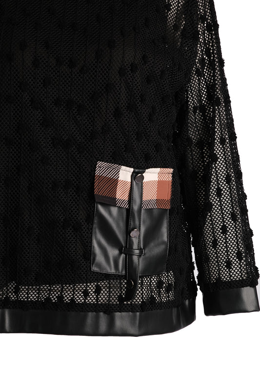 Vedi-bb Oversize Long Sleeve Mesh Women's Blouse - Minimalist Design