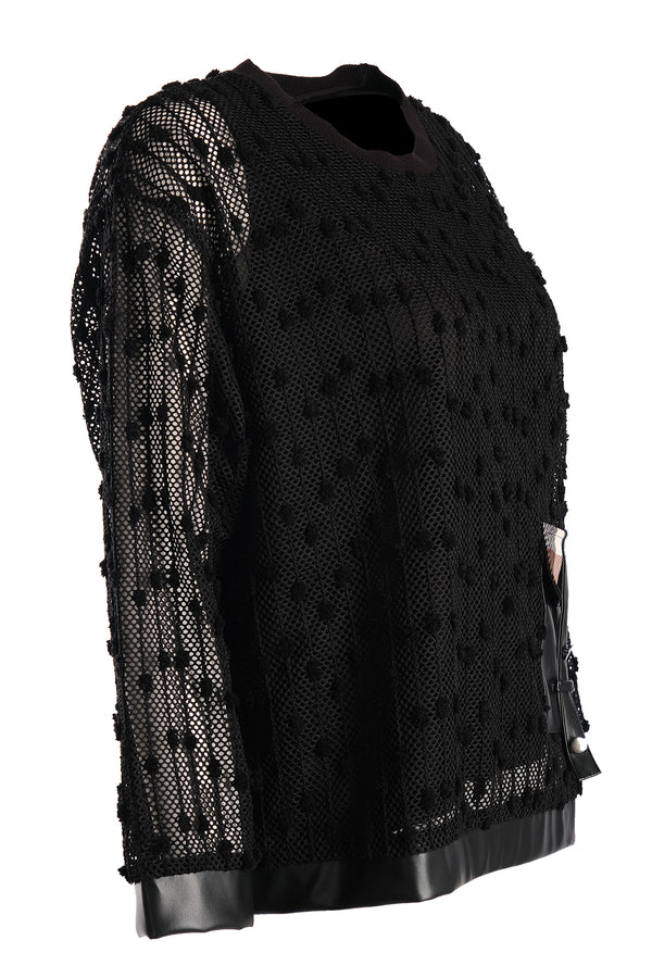 Vedi-bb Oversize Uzun Kol File Kadın Bluz - Minimalist Tasarım