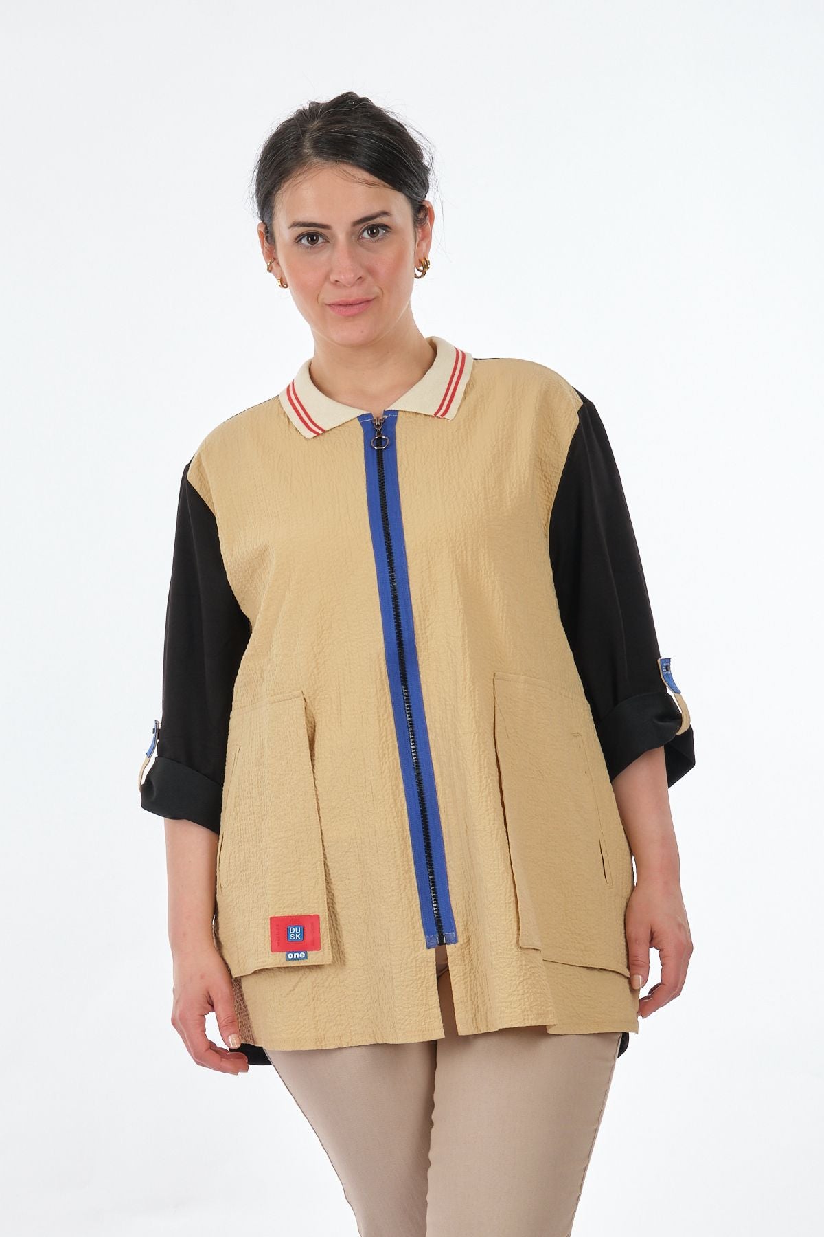Vedi-bb Oversize Polo Yaka Midi Kadın Ceket - Günlük Şıklık Main image