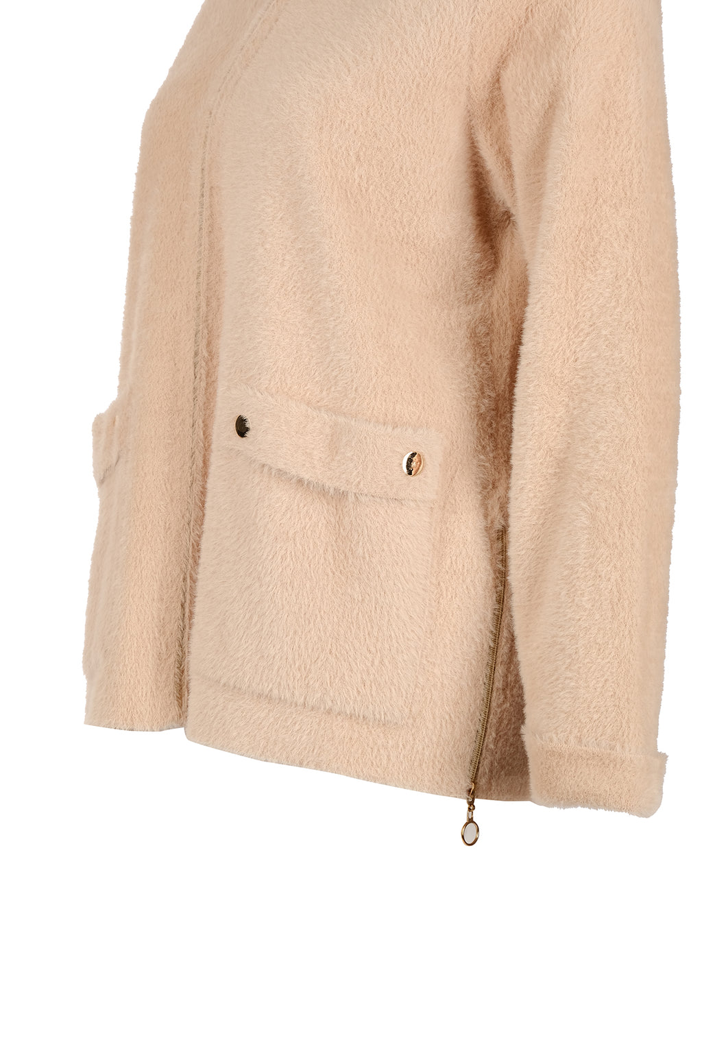 Vedi-bb Oversize Peluş Kapüşonlu Kadın Ceket - Rahat ve Şık