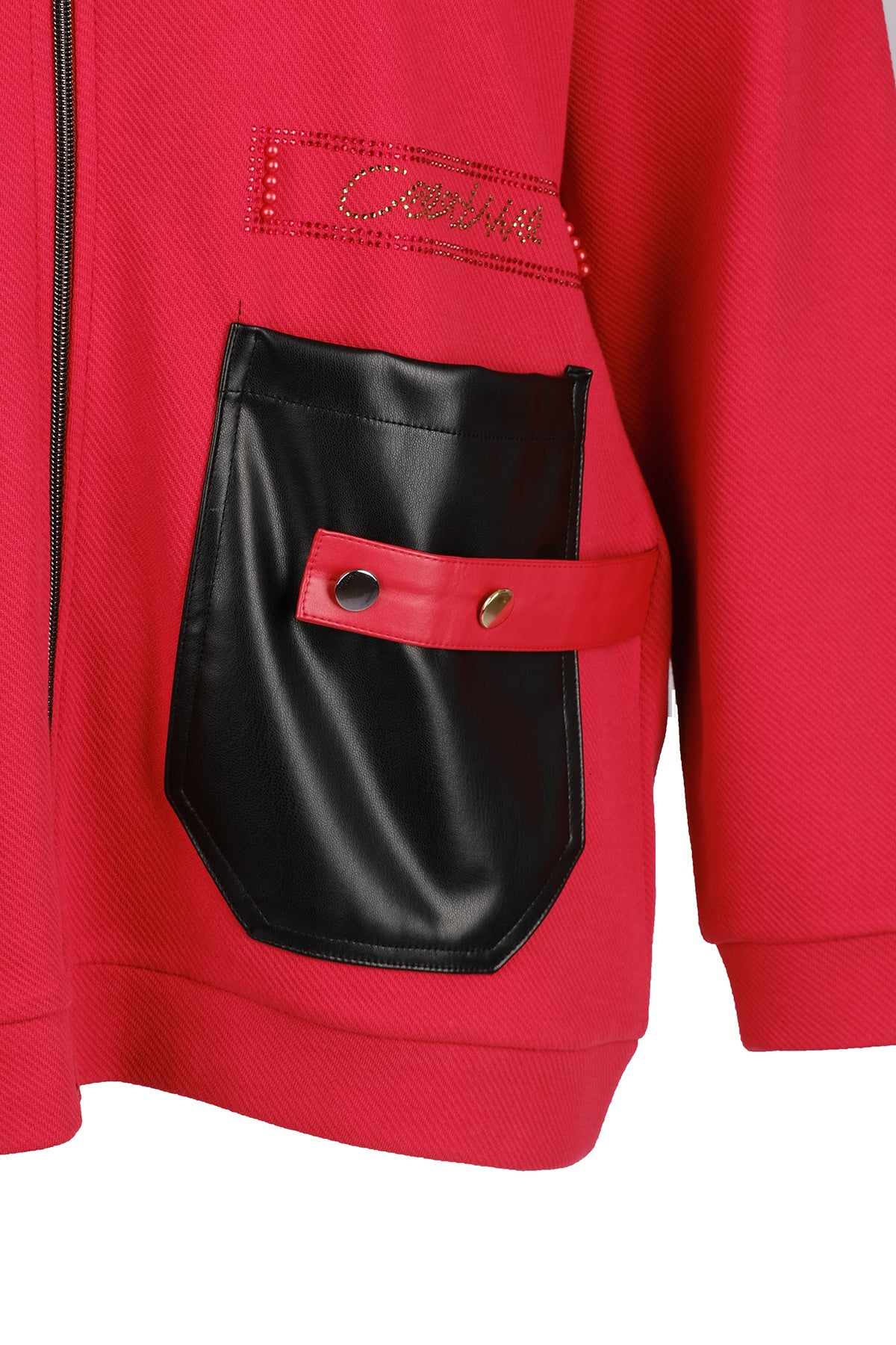 Vedi-bb Oversize Kapüşonlu Fermuarlı Cep Detaylı Kadın Ceket - Minimalist Streetwear Secondary image