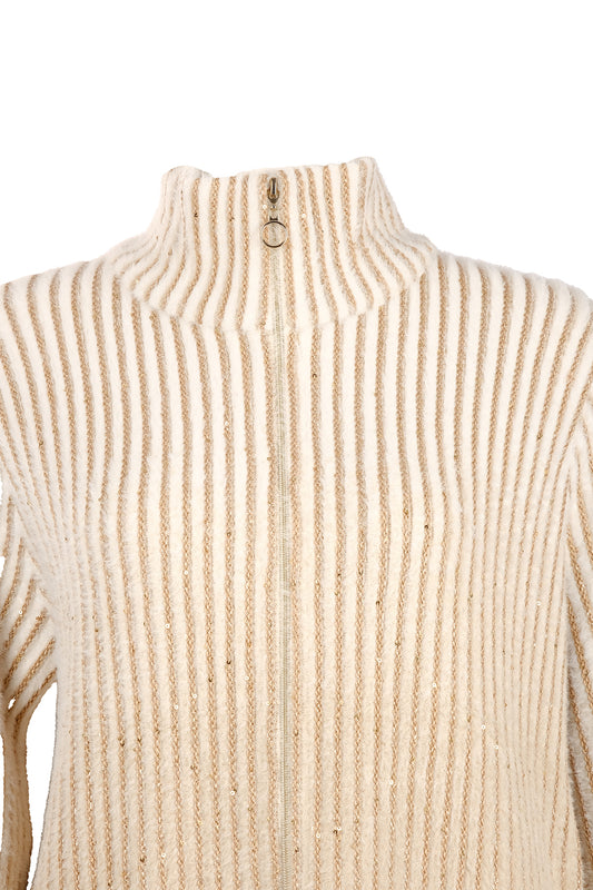 Vedi-bb Oversize High Neck Balloon Sleeve Women's Jacket - Minimalist Style