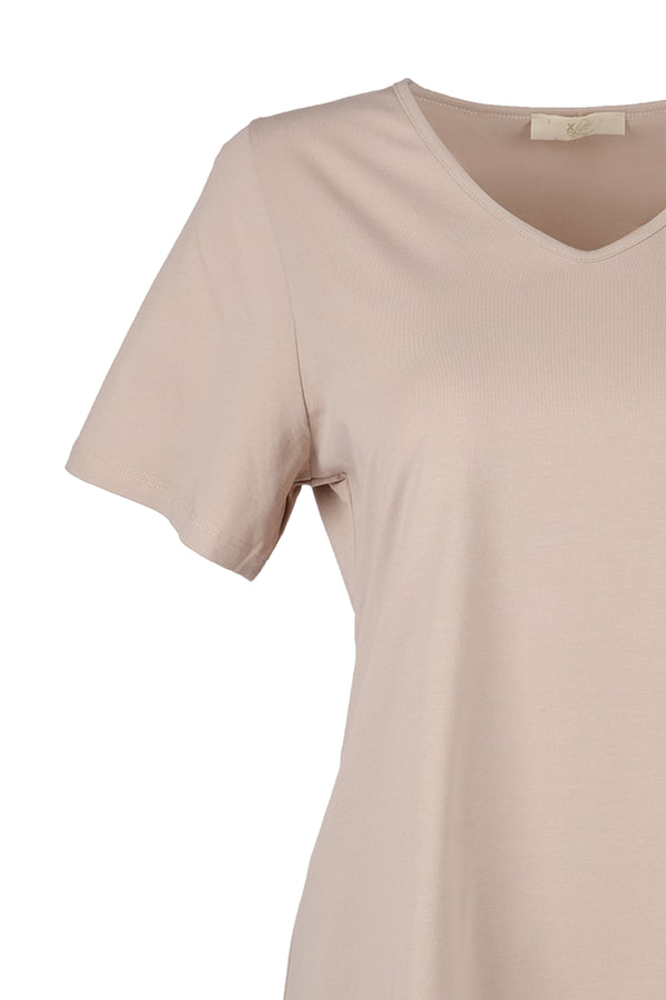 Vedi-bb Oversize V Yaka Kadın T-Shirt - Minimalist Stil