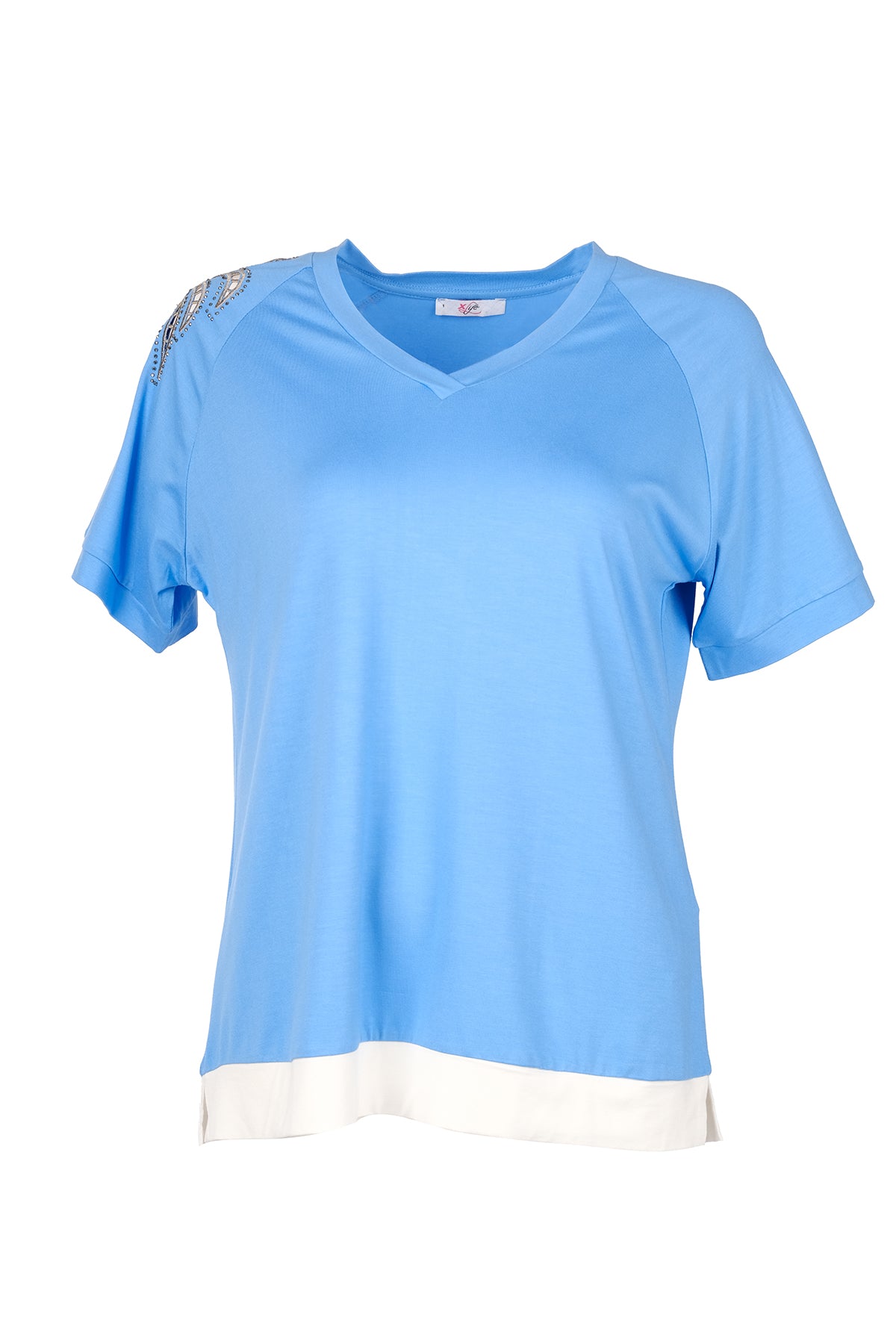 Vedi-bb Oversize V Yaka Kısa Kol Kadın T-Shirt - Minimalist Tarz