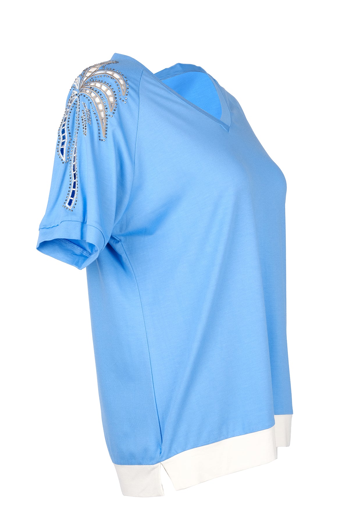 Vedi-bb Oversize V Yaka Kısa Kol Kadın T-Shirt - Minimalist Tarz
