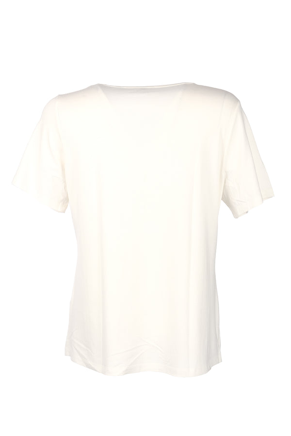 Vedi-bb Minimalist V Yaka Taş Detaylı Kadın T-Shirt - Kısa Kol