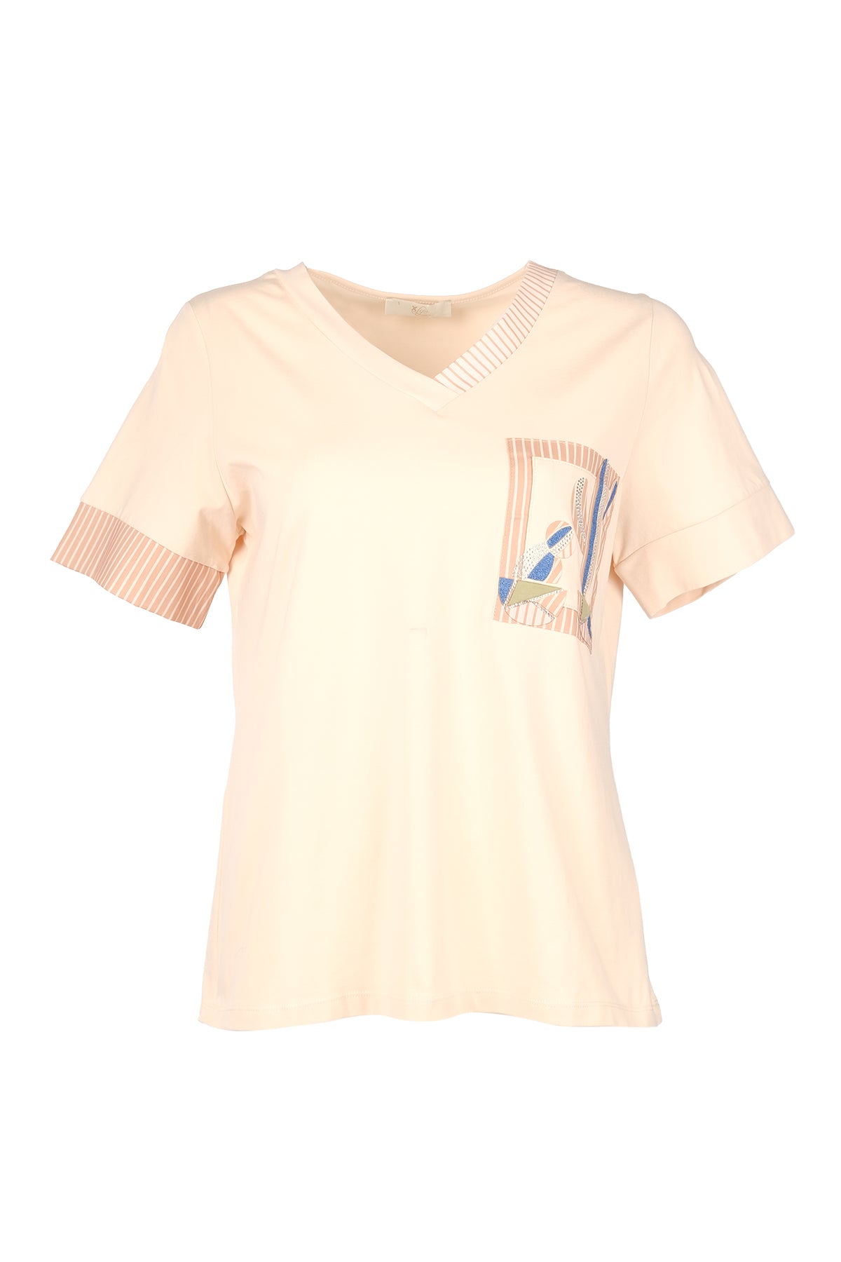 Vedi-bb Minimalist V Yaka Kısa Kol Kadın T-Shirt - Günlük Kombinleriniz İçin Main image