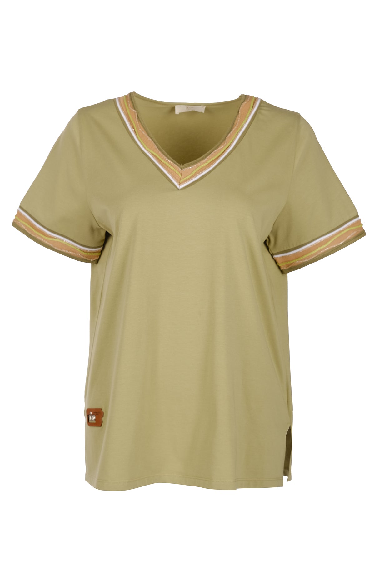 Vedi-bb Kadın Oversize V Yaka Minimalist T-Shirt - Kısa Kol Main image
