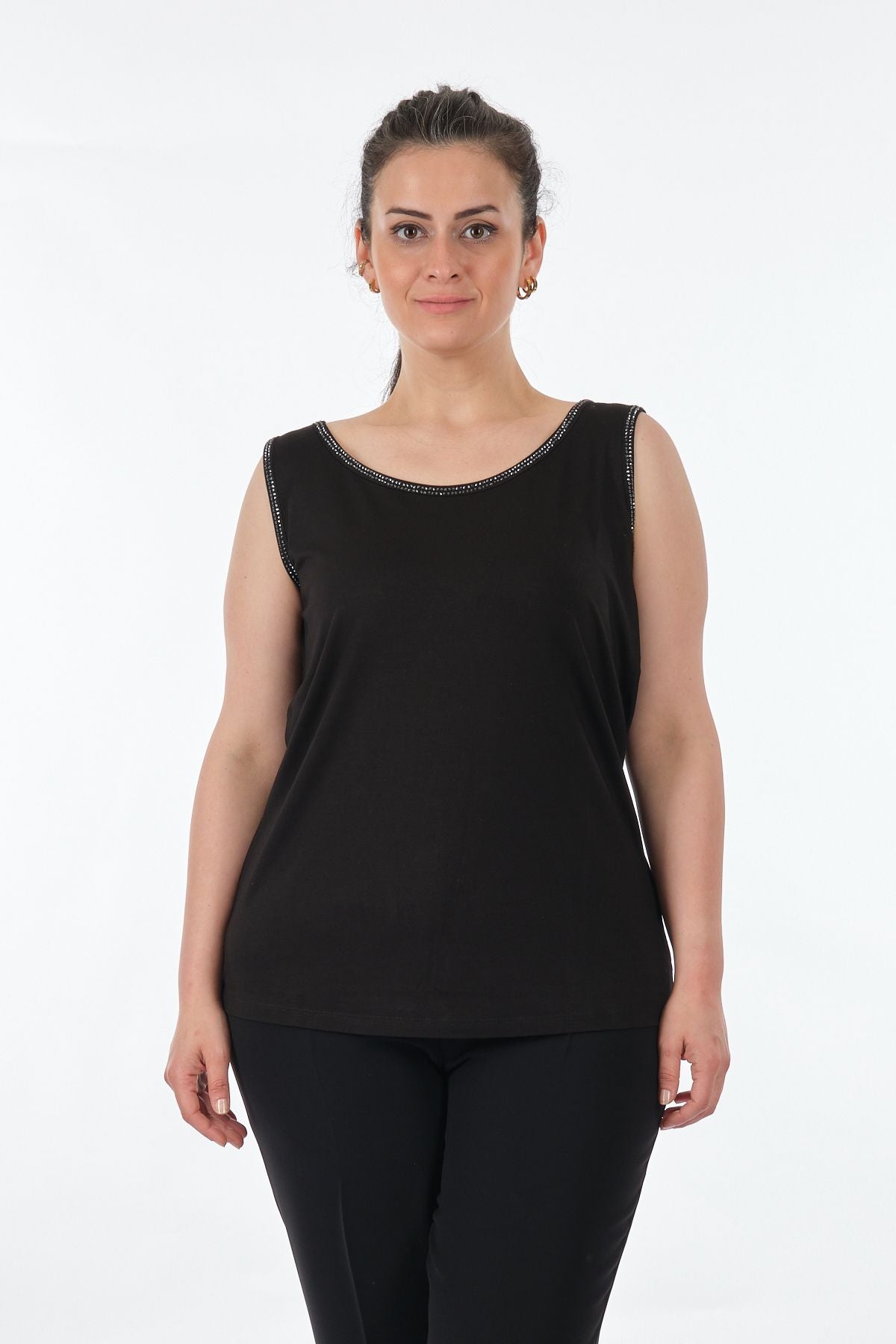 Vedi-bb Minimalist Oversize Kolsuz Kadın T-Shirt - Rahat ve Şık Main image
