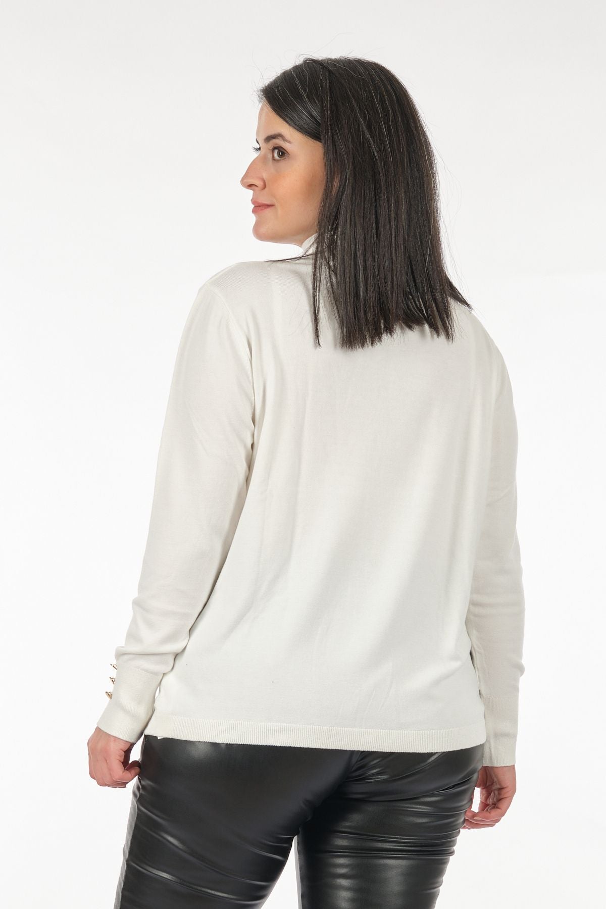 Vedi-bb Minimalist Boğazlı Uzun Kol Kadın Kazak - Günlük & Rahat