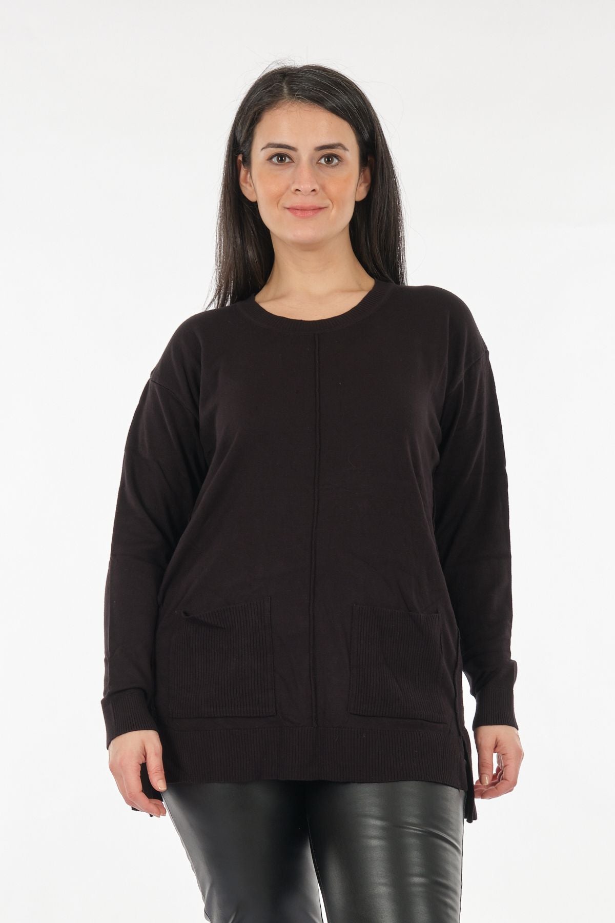 Vedi-bb Oversize Uzun Kol Midi Triko - Günlük Rahat Secondary image