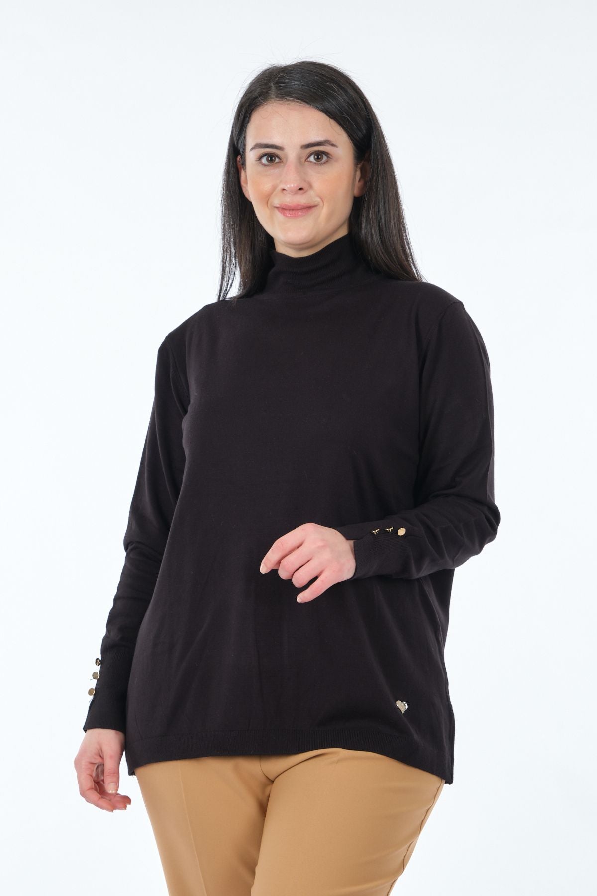 Vedi-bb Minimalist Boğazlı Uzun Kol Kadın Kazak - Günlük & Rahat Main image