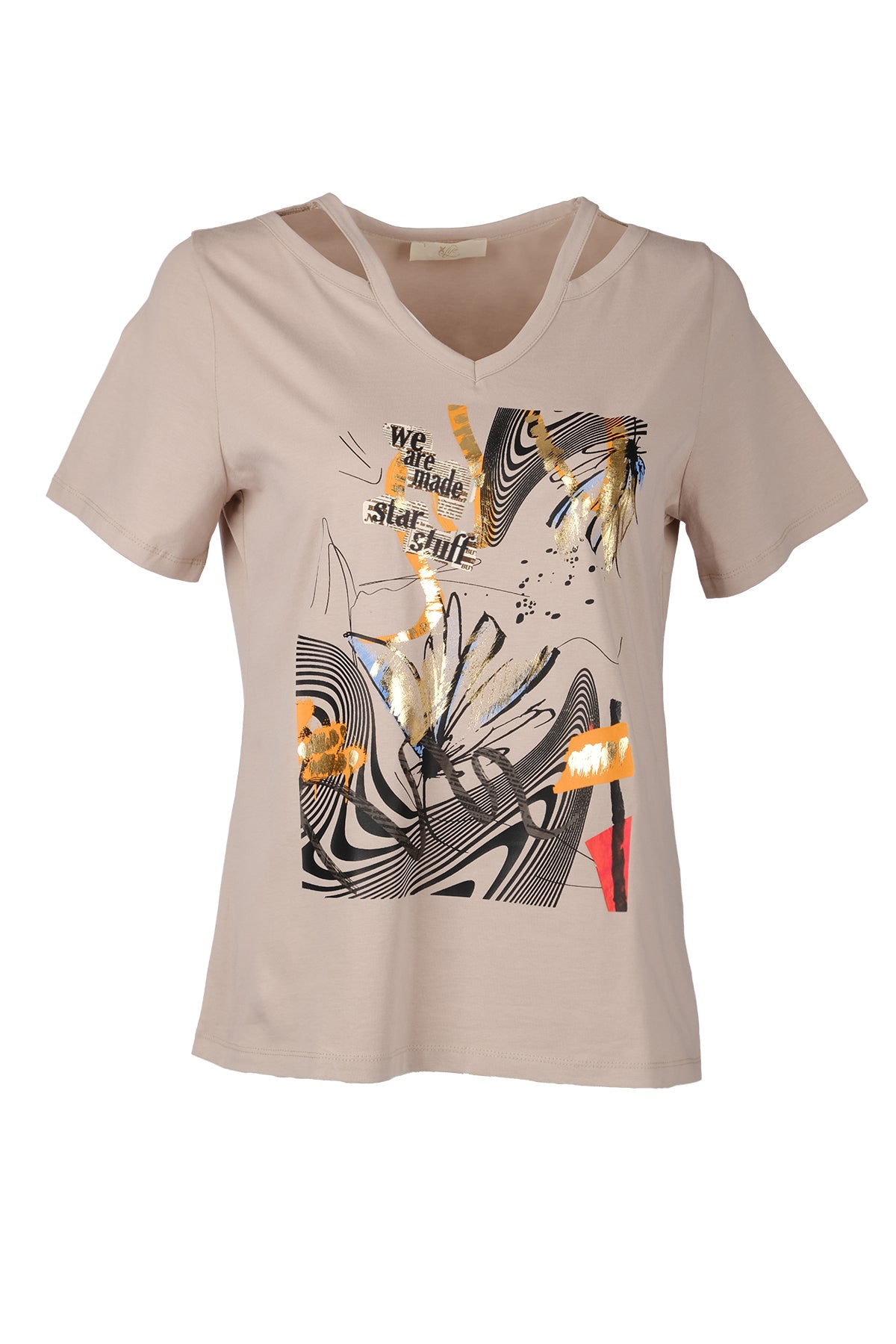 Vedi-bb Minimalist Oversize V Yaka Kısa Kol Kadın T-Shirt - Günlük Kullanım Secondary image