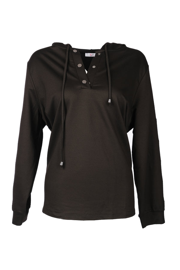 Vedi-bb Oversize Kapüşonlu Uzun Kol Kadın Sweatshirt - Günlük Rahat Şık