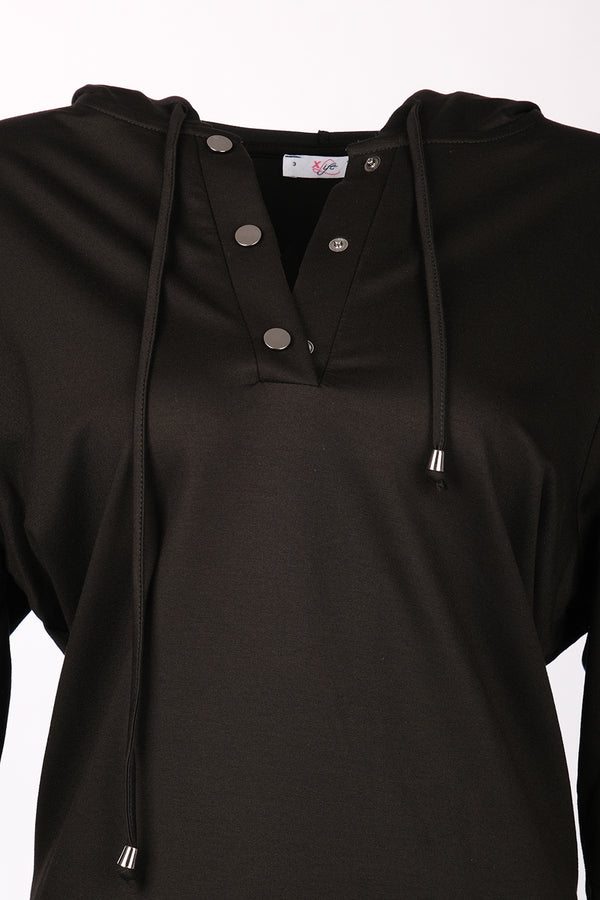 Vedi-bb Oversize Kapüşonlu Uzun Kol Kadın Sweatshirt - Günlük Rahat Şık