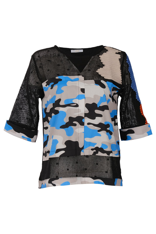 Vedi Minimalist 3/4 Sleeve Camouflage Pattern Women's Blouse - Everyday Chic