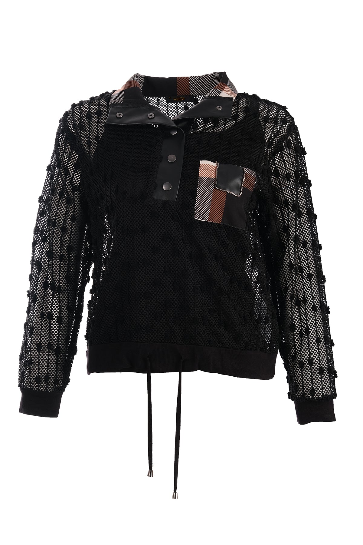 Vedi Oversize Uzun Kol Minimalist File Detaylı Kadın Bluz Main image