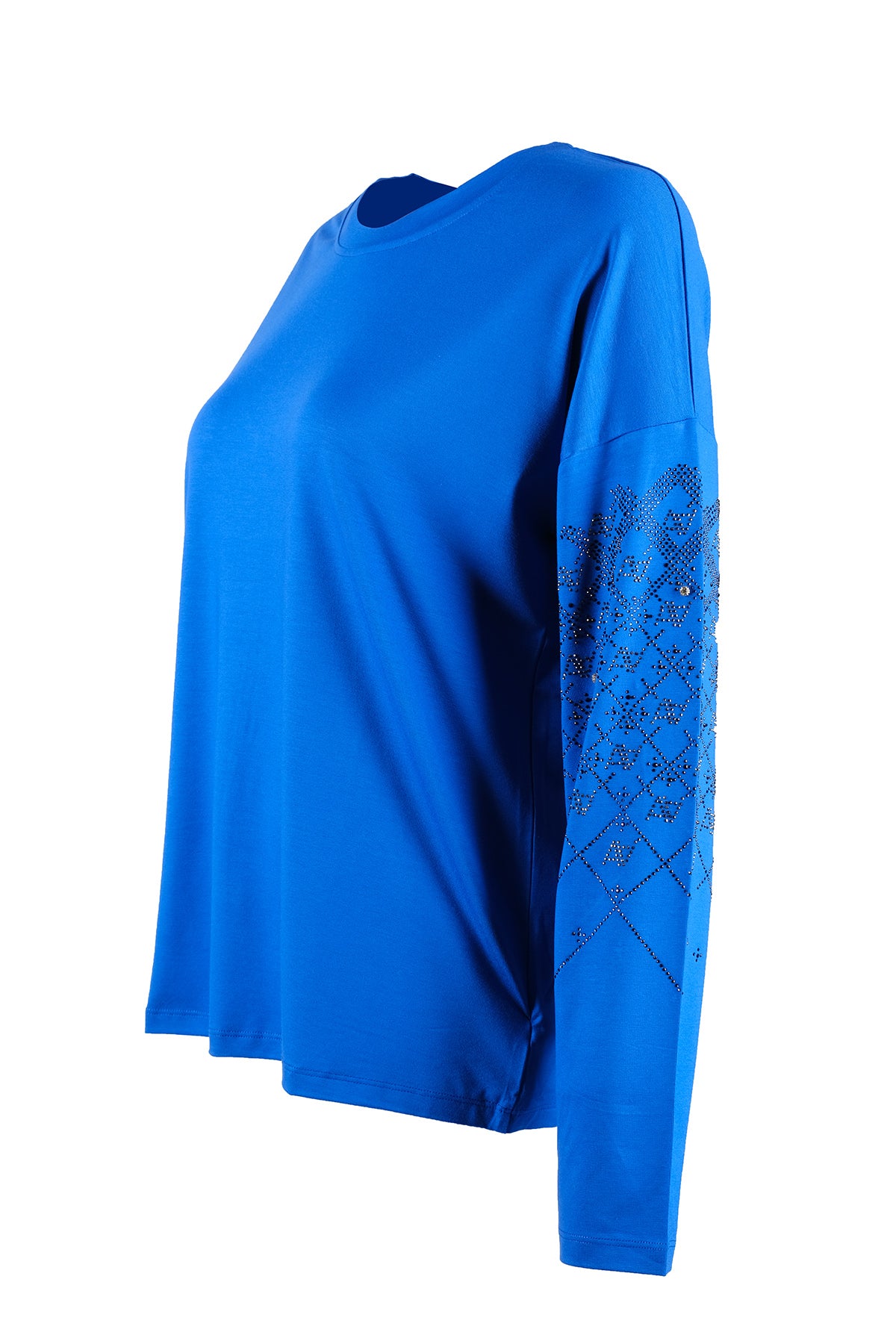 Vedi Oversize Minimalist Kadın Bluz - Uzun Kol - Taş Detaylı Secondary image