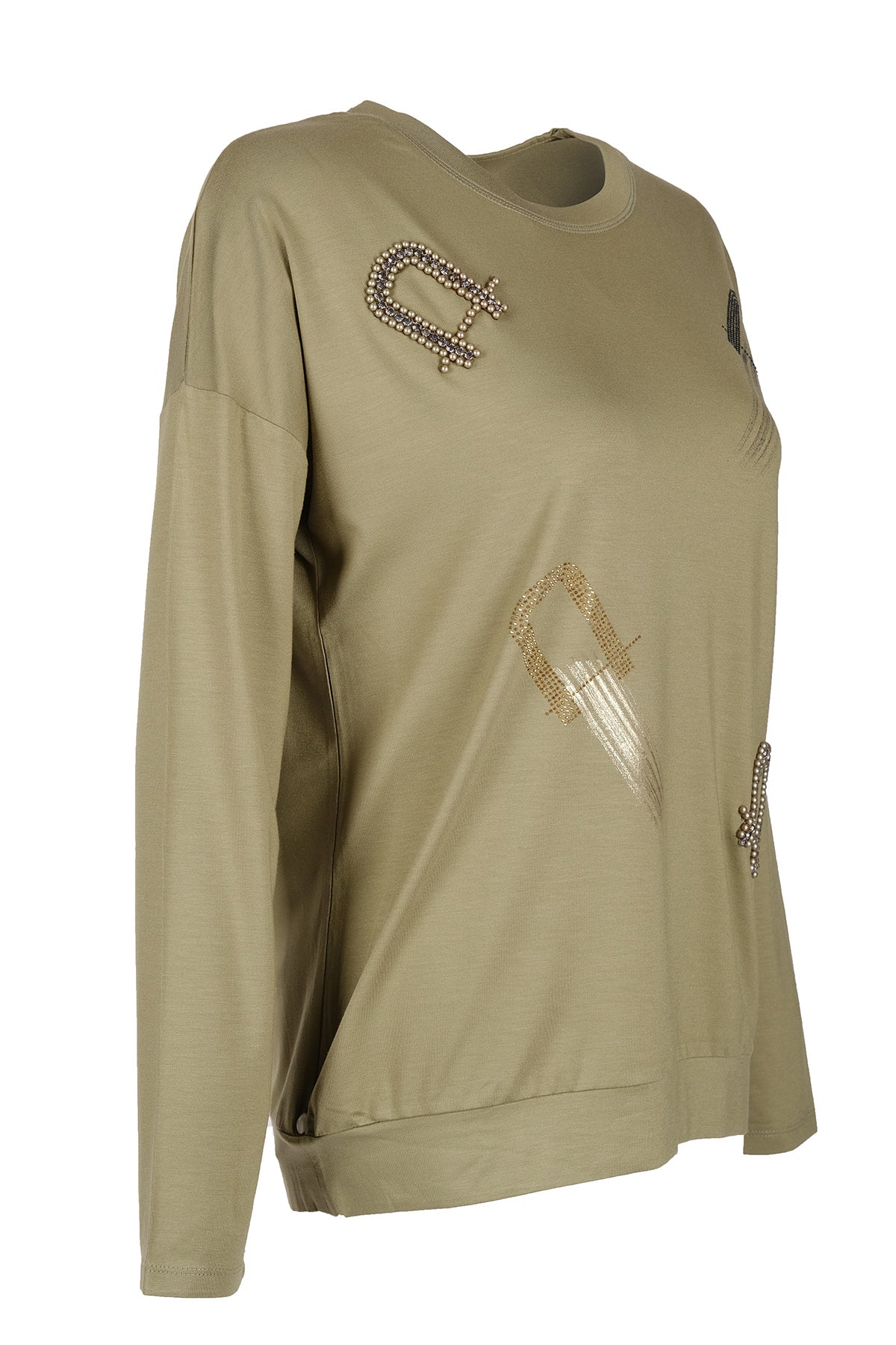 Vedi Oversize Uzun Kol Minimalist Kadın Bluz - VD4102 Secondary image