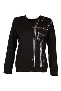 Vedi Minimalist Oversize V Yaka Uzun Kol Kadın Bluz VD4104