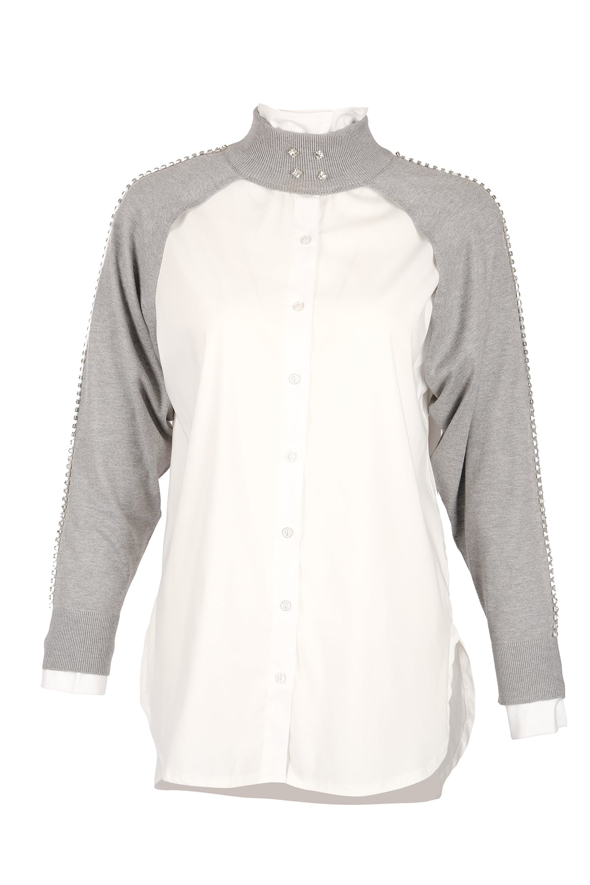 Vedi Oversize Boğazlı Uzun Kol Minimalist Kadın Bolero - VD4030 Main image