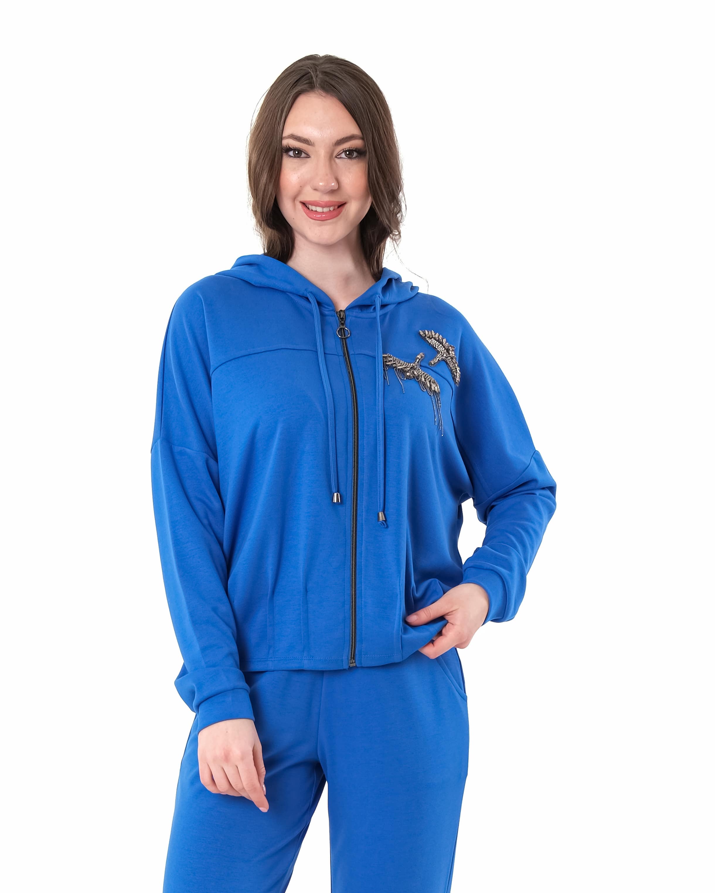 Vedi Oversize Kapüşonlu Crop Kadın Ceket - Günlük & Spor Main image