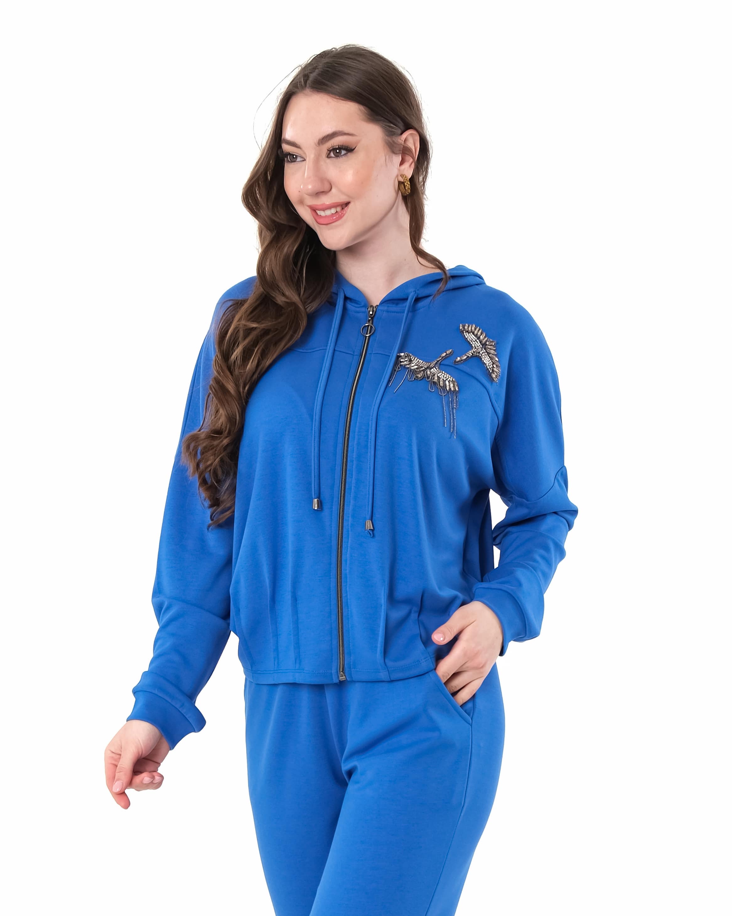 Vedi Oversize Kapüşonlu Crop Kadın Ceket - Günlük & Spor Secondary image