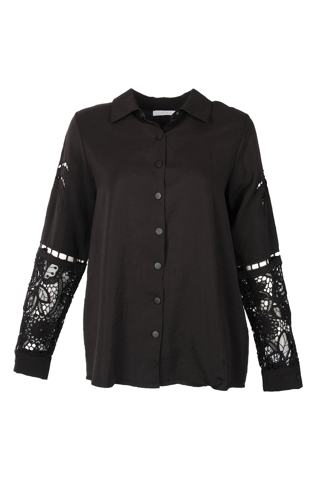 Vedi Oversize Dantelli Uzun Kol Gömlek - Minimalist Tarz