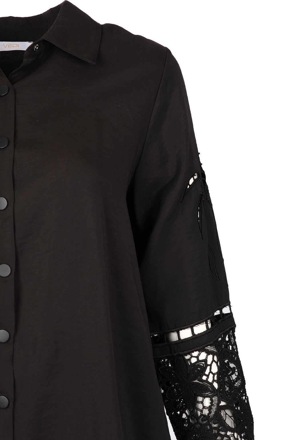 Vedi Oversize Dantelli Uzun Kol Gömlek - Minimalist Tarz