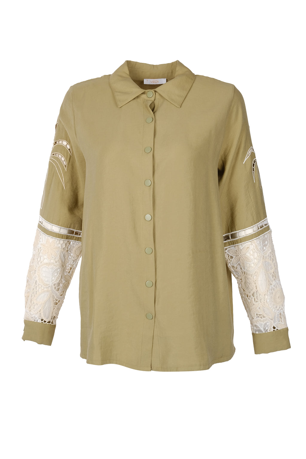 Vedi Oversize Dantelli Uzun Kol Gömlek - Minimalist Tarz