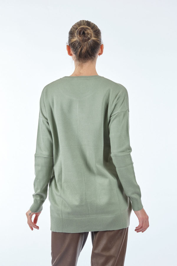 Vedi Oversize Minimalist Asimetrik Kadın Kazak - Uzun Kol