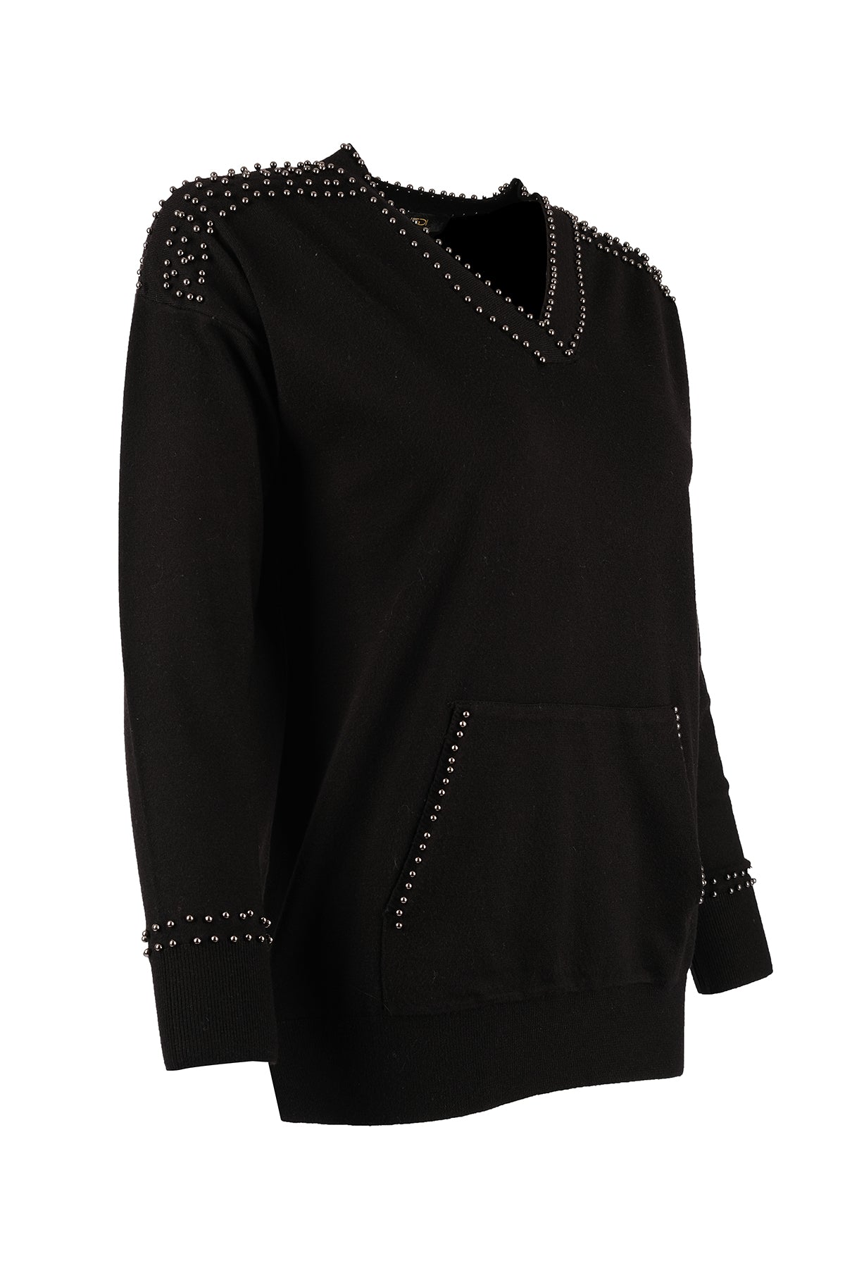 Vedi V Yaka Oversize Minimalist Kadın Kazak - Uzun Kol Secondary image