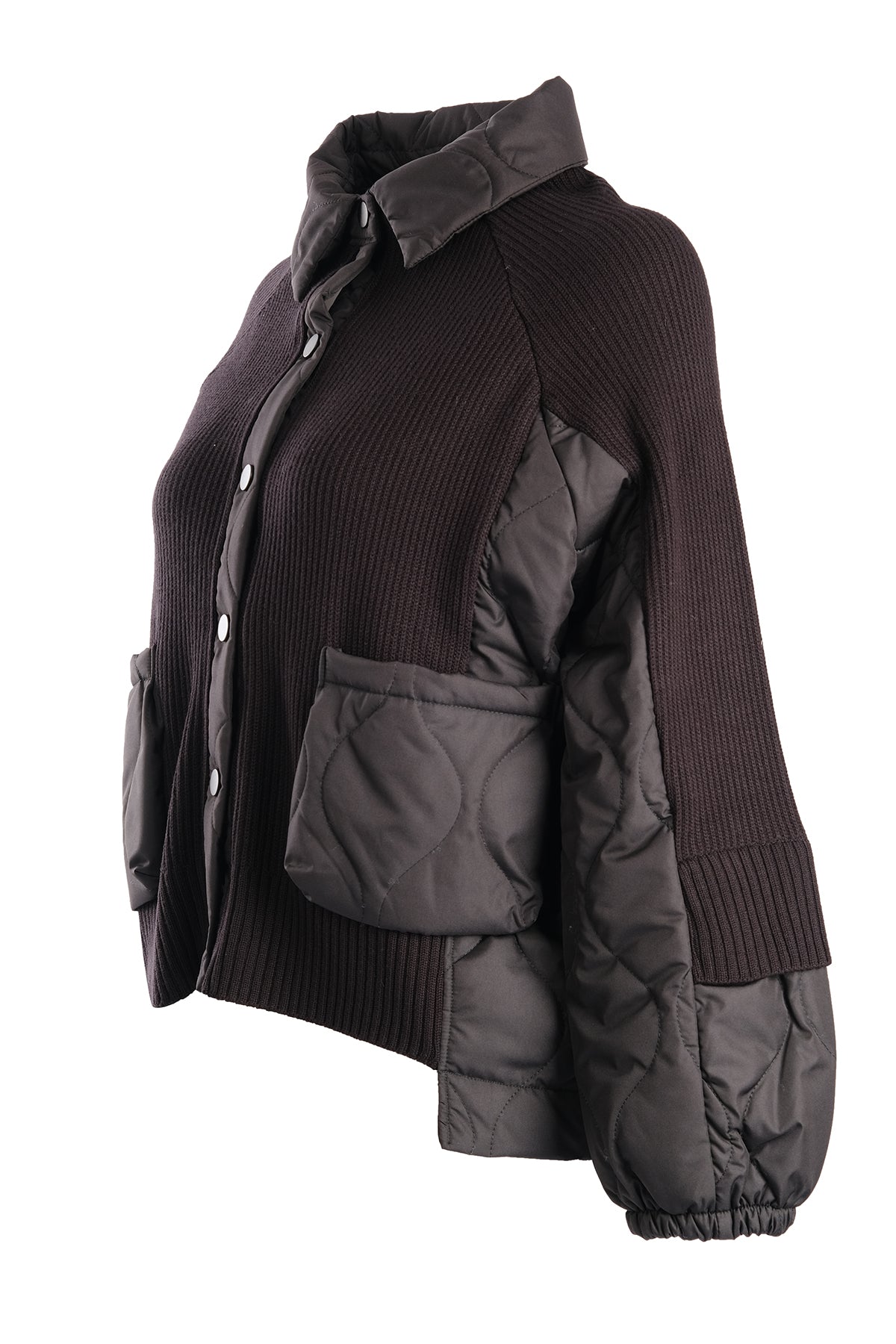 Vedi Oversize Crop Triko Kapitone Kadın Mont - Günlük Stil
