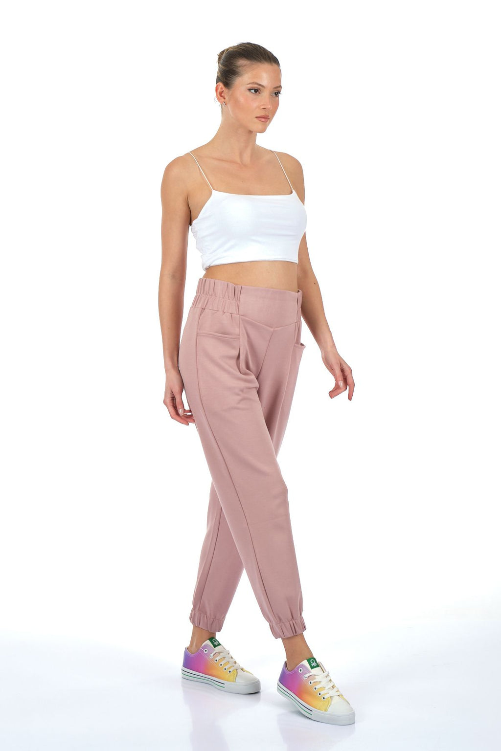 Vedi Oversize Kadın Pantolon: Minimalist Stil, Yüksek Bel, Midi Boy