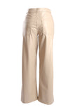 Vedi Minimalist Leather High Waist Wide Leg Women's Trousers - Casual & Chic