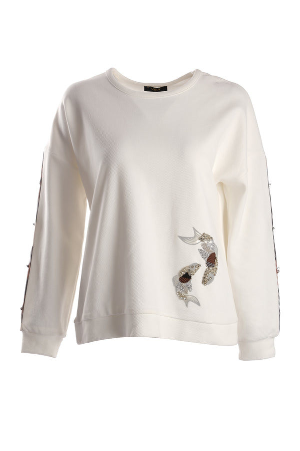 Vedi Oversize Nakışlı Kadın Sweatshirt - Minimalist Günlük Stil