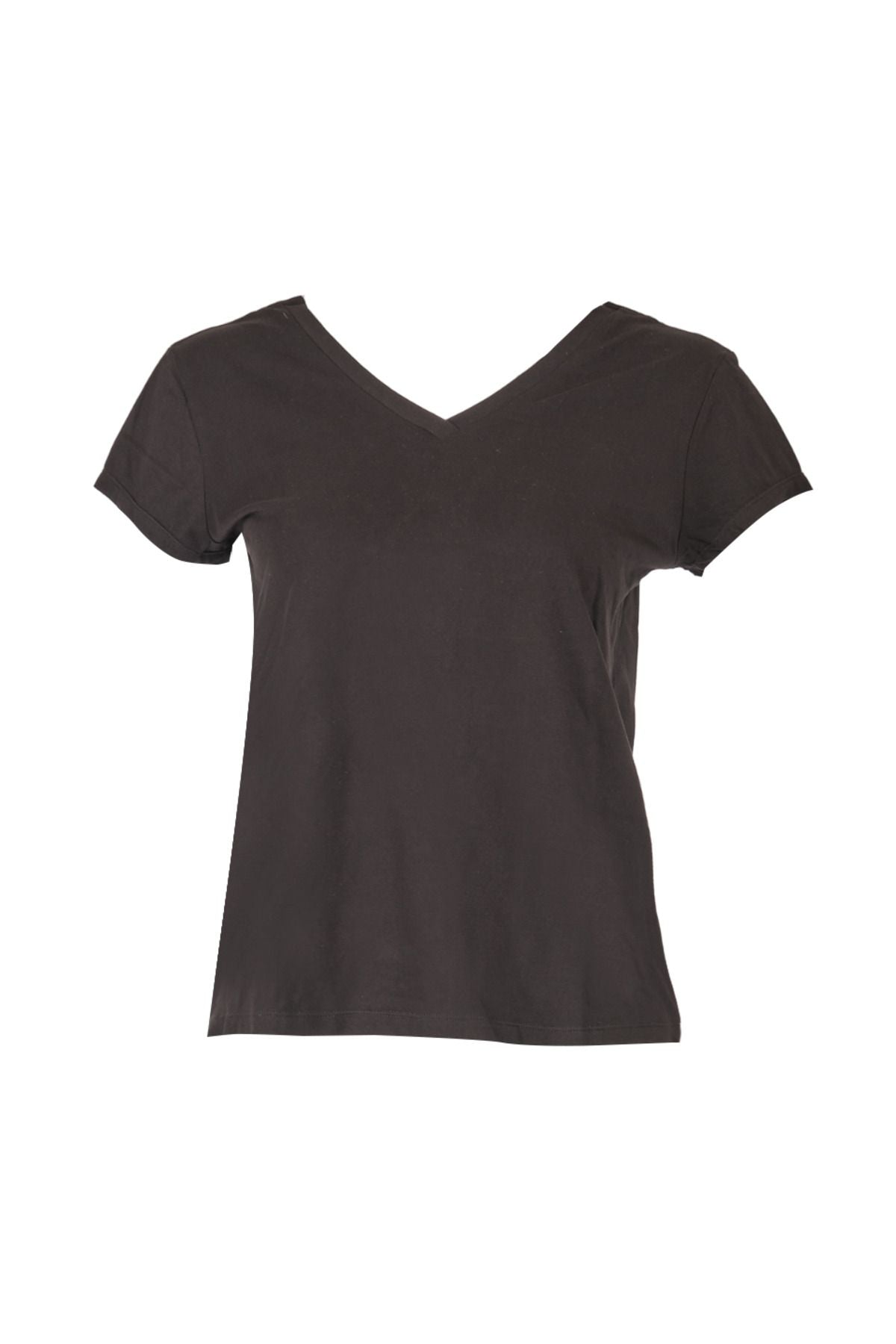 Vedi Minimalist V Yaka Kısa Kol Kadın T-Shirt - Günlük Kombinler İçin! Secondary image