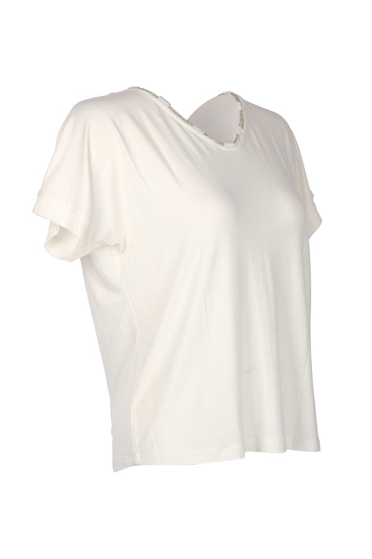 Vedi Oversize Minimalist Kadın T-Shirt - Kısa Kol Rahat Günlük