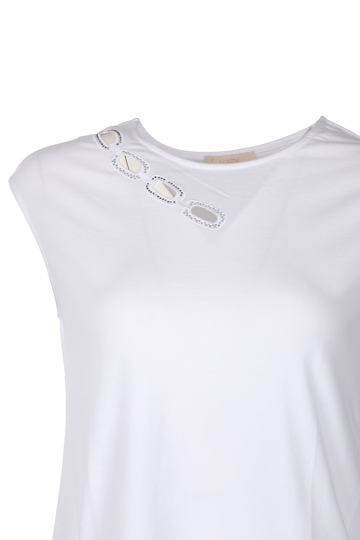 Vedi Minimalist Oversize Kadın Tişört - Taş Detaylı Kısa Kol Secondary image