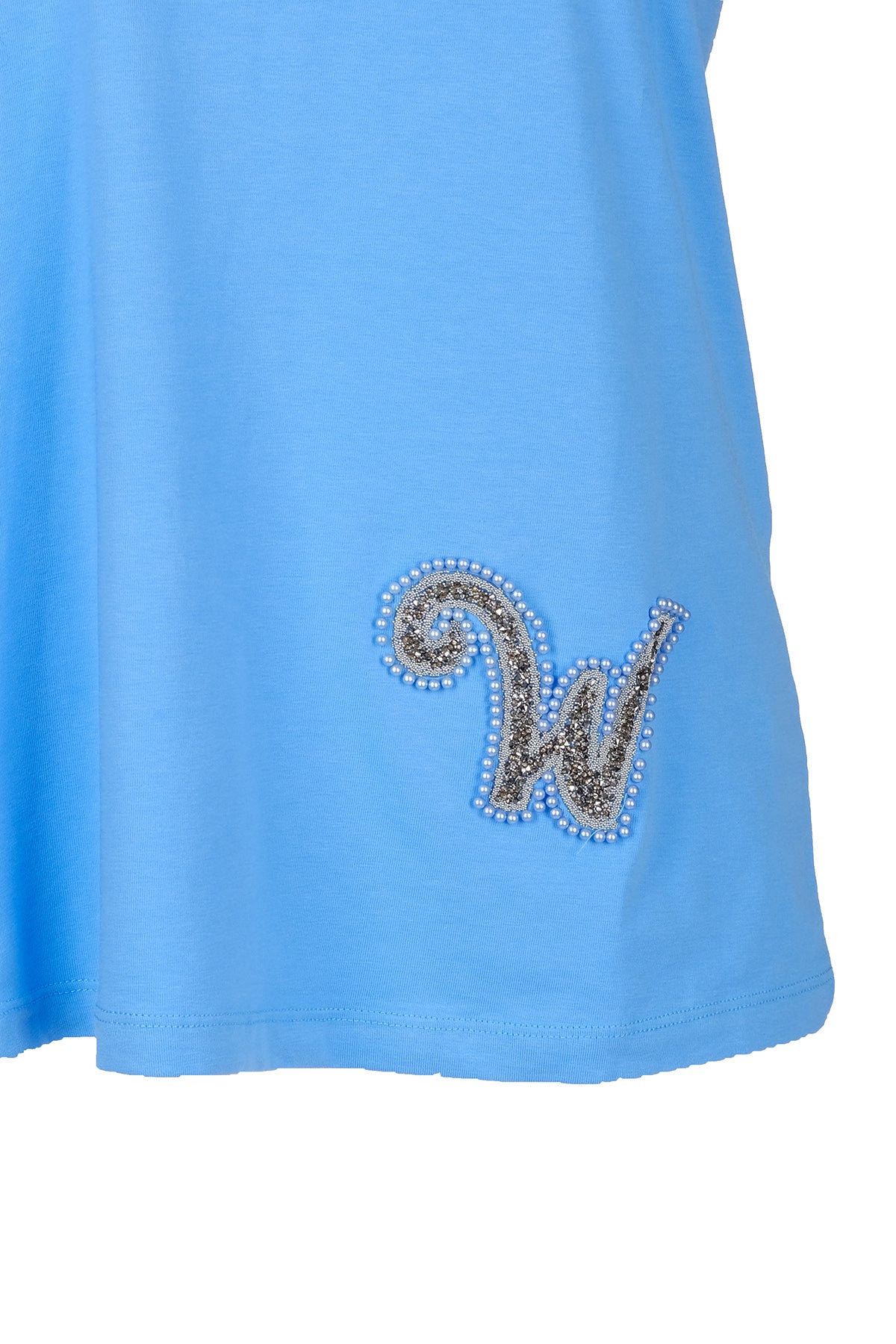 Vedi Oversize V Yaka İnci Detaylı Kadın T-Shirt - Kısa Kol Secondary image