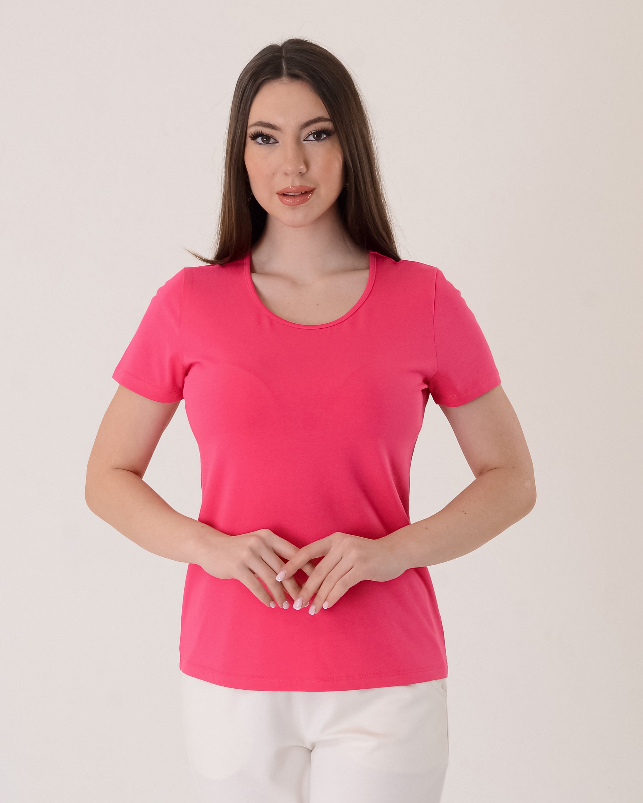 Vedi Kadın Kısa Kol Yuvarlak Yaka Minimalist T-Shirt - Günlük Kullanım Secondary image